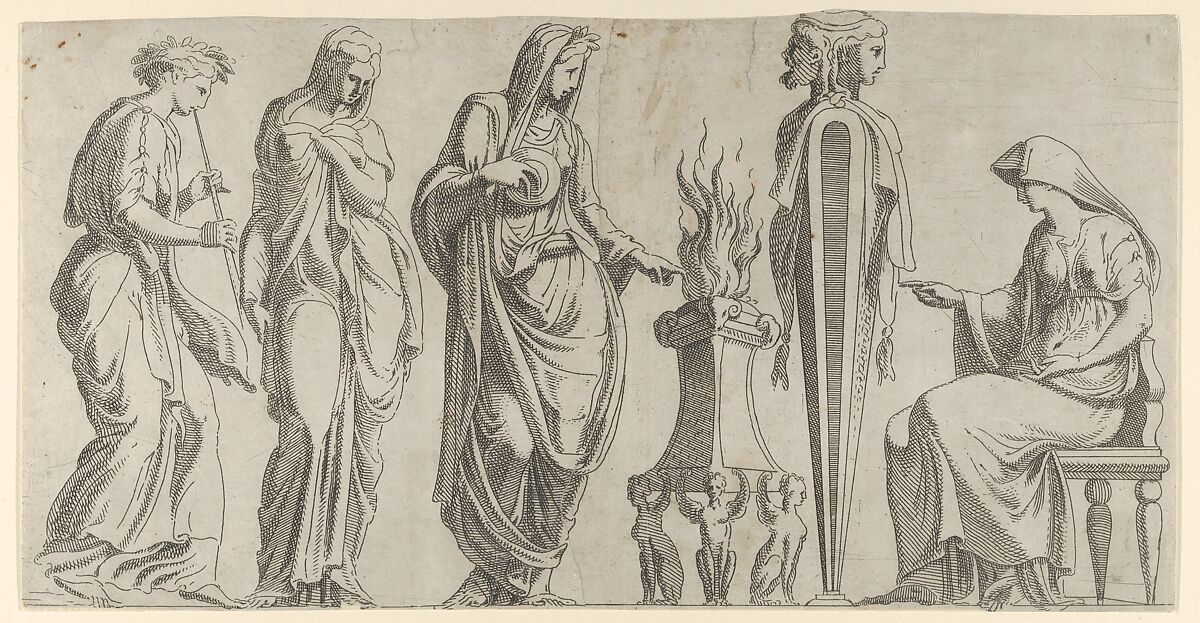 A Sacrifice, Léon Davent (French, active 1540–56), Etching 