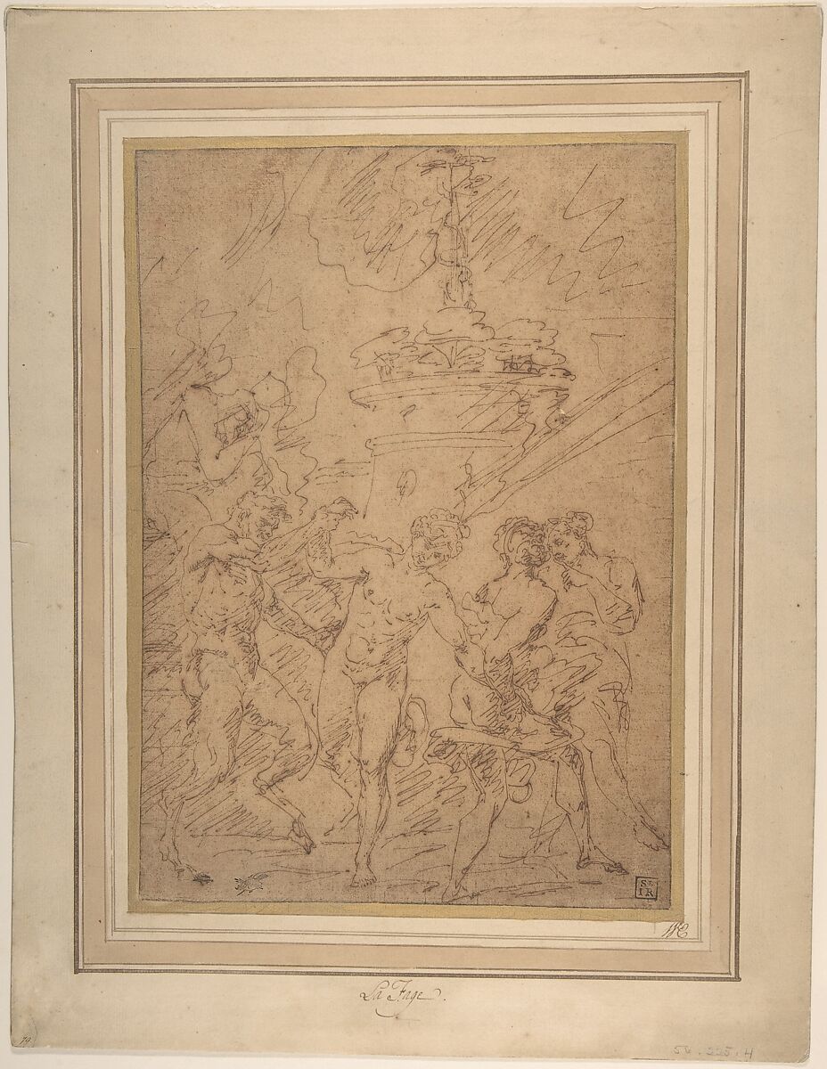 Satyr and Nymphs Dancing, Raymond de La Fage (French, Lisle-sur-Tarn 1650–1684 Lyon), Pen and brown ink 
