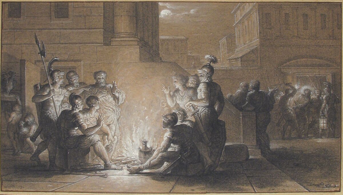 The Denial of Saint Peter, Louis Lafitte (French, Paris 1770–1828 Paris), Black chalk, heightened with white