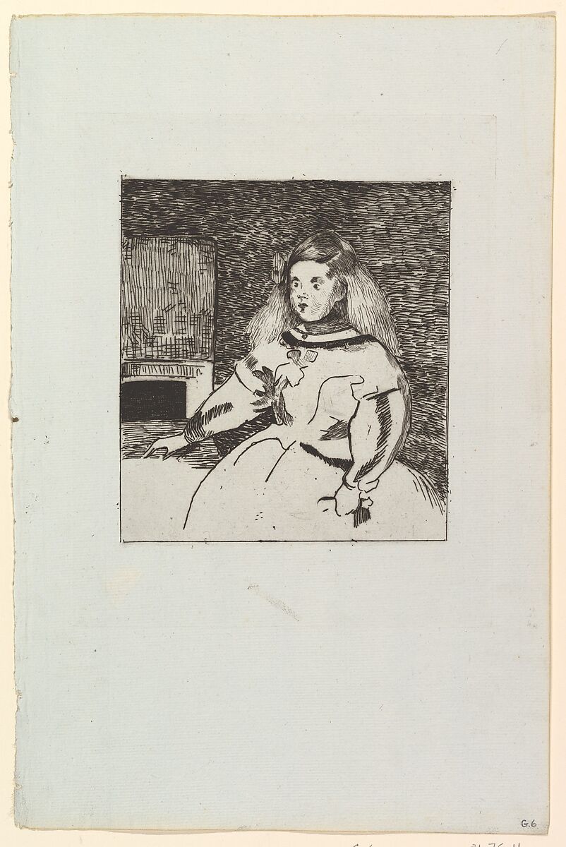 The Infanta Marguerita, Edouard Manet (French, Paris 1832–1883 Paris), Etching, only state, on blue laid paper 