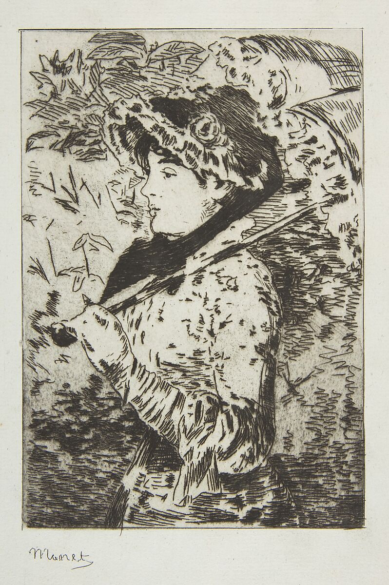 Jeanne (Spring), Edouard Manet (French, Paris 1832–1883 Paris), Etching on blue laid paper, only state 