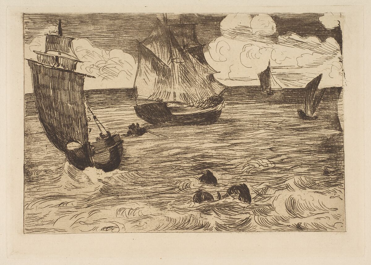 Marine, Edouard Manet (French, Paris 1832–1883 Paris), Etching, aquatint, roulette and bitten tone in brown ink on laid paper with partial watermark (fleur de lis in a cartouche), only state