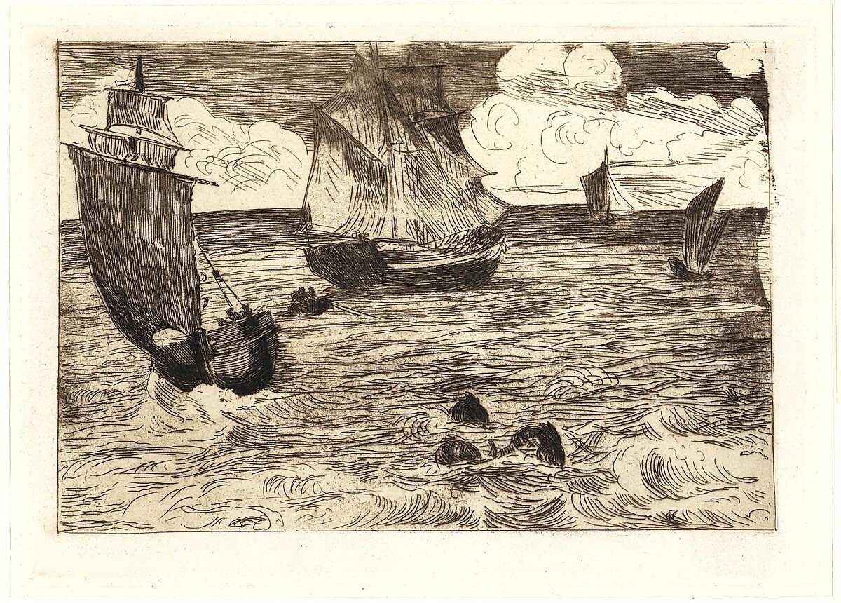 Marine, Edouard Manet (French, Paris 1832–1883 Paris), Etching, aquatint, roulette and bitten tone in brown ink on laid paper with partial watermark (fleur de lis in a cartouche), only state