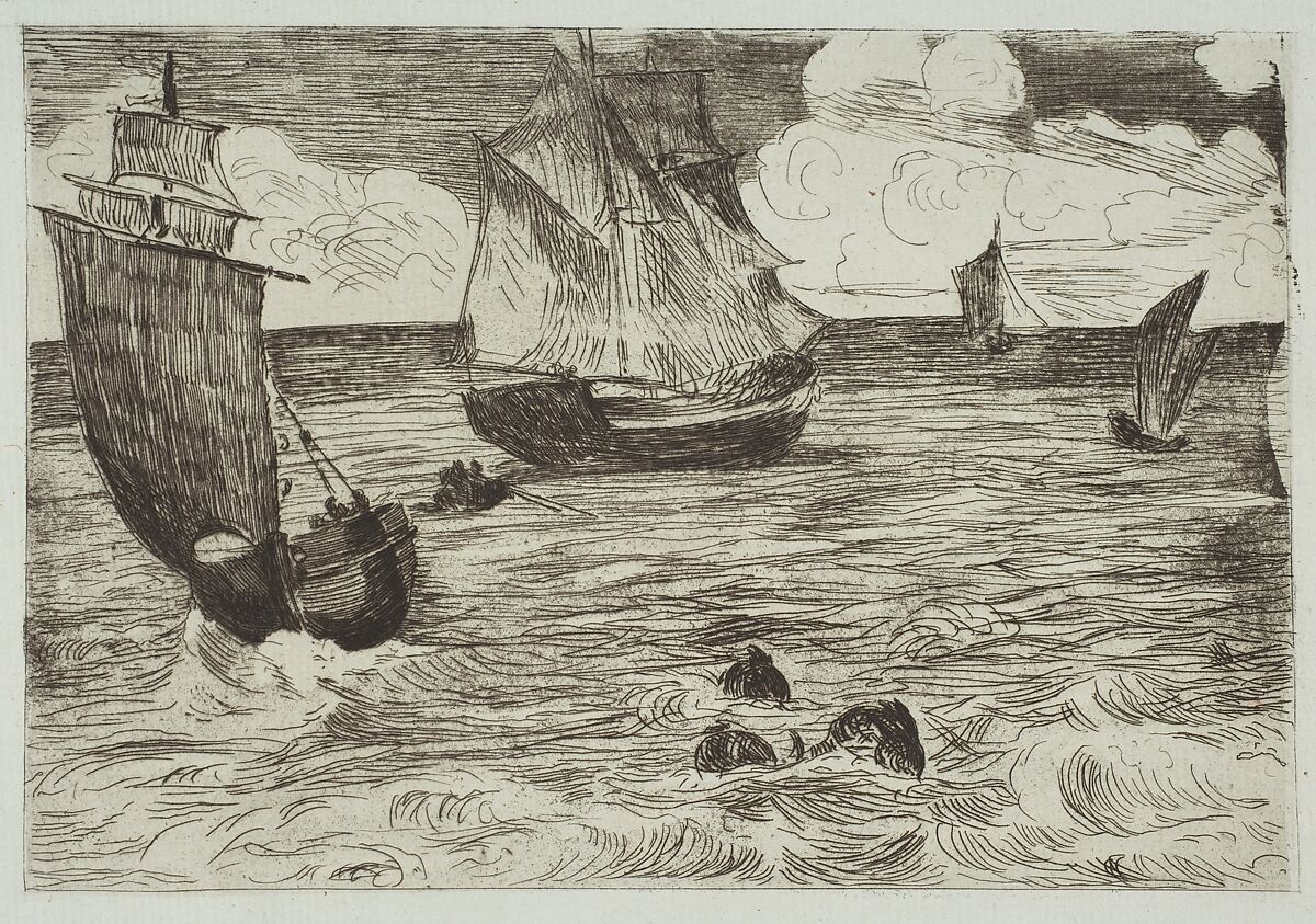 Marine, Edouard Manet (French, Paris 1832–1883 Paris), Etching and aquatint on blue laid paper 