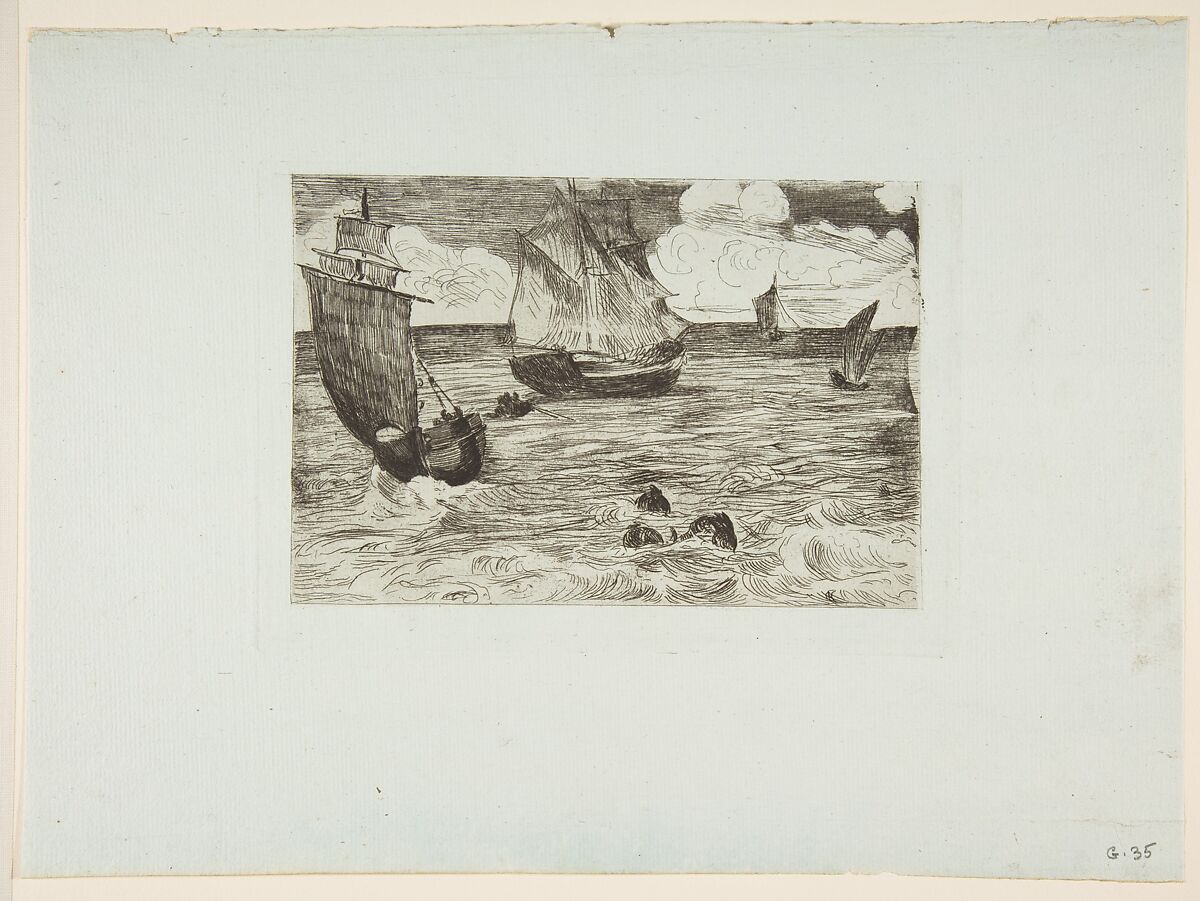 Marine, Edouard Manet (French, Paris 1832–1883 Paris), Etching and aquatint on blue laid paper