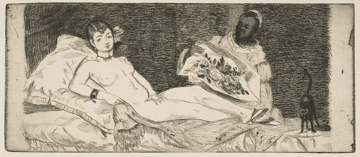 Olympia (published plate), Edouard Manet (French, Paris 1832–1883 Paris), Etching; second state of six 