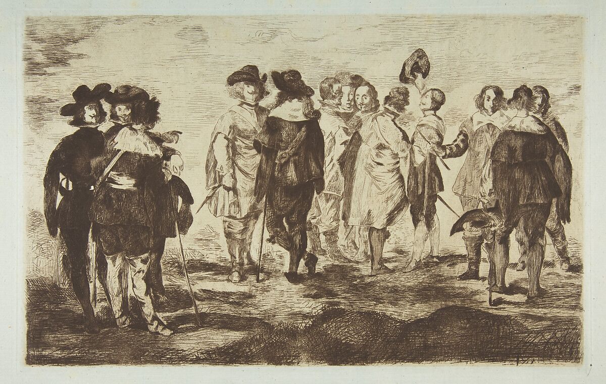 The Little Cavaliers, after "Velázquez", Edouard Manet (French, Paris 1832–1883 Paris), Etching and drypoint, final state; on blue laid paper 