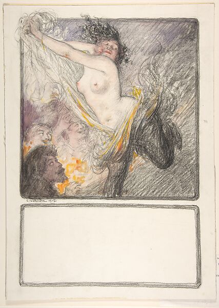 Cover Design, Charles-Lucien Léandre (French, Champsecret 1862–1930), Black chalk and watercolor 