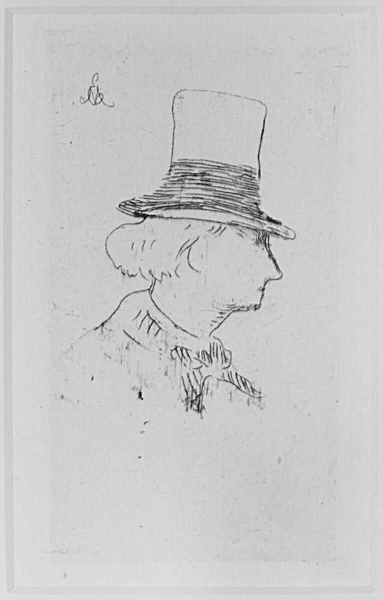 Portrait of Charles Baudelaire in Profile, Edouard Manet (French, Paris 1832–1883 Paris), Etching on blue laid paper, only state