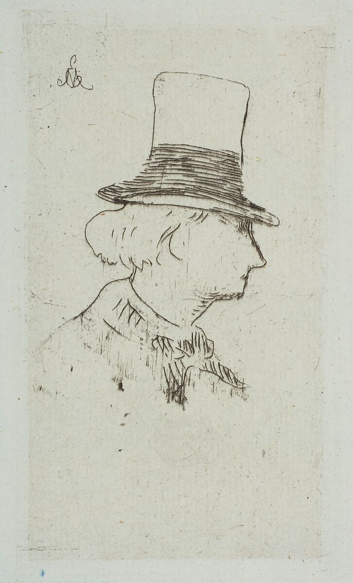 Portrait of Charles Baudelaire in Profile, Edouard Manet  French, Etching on blue laid paper, only state