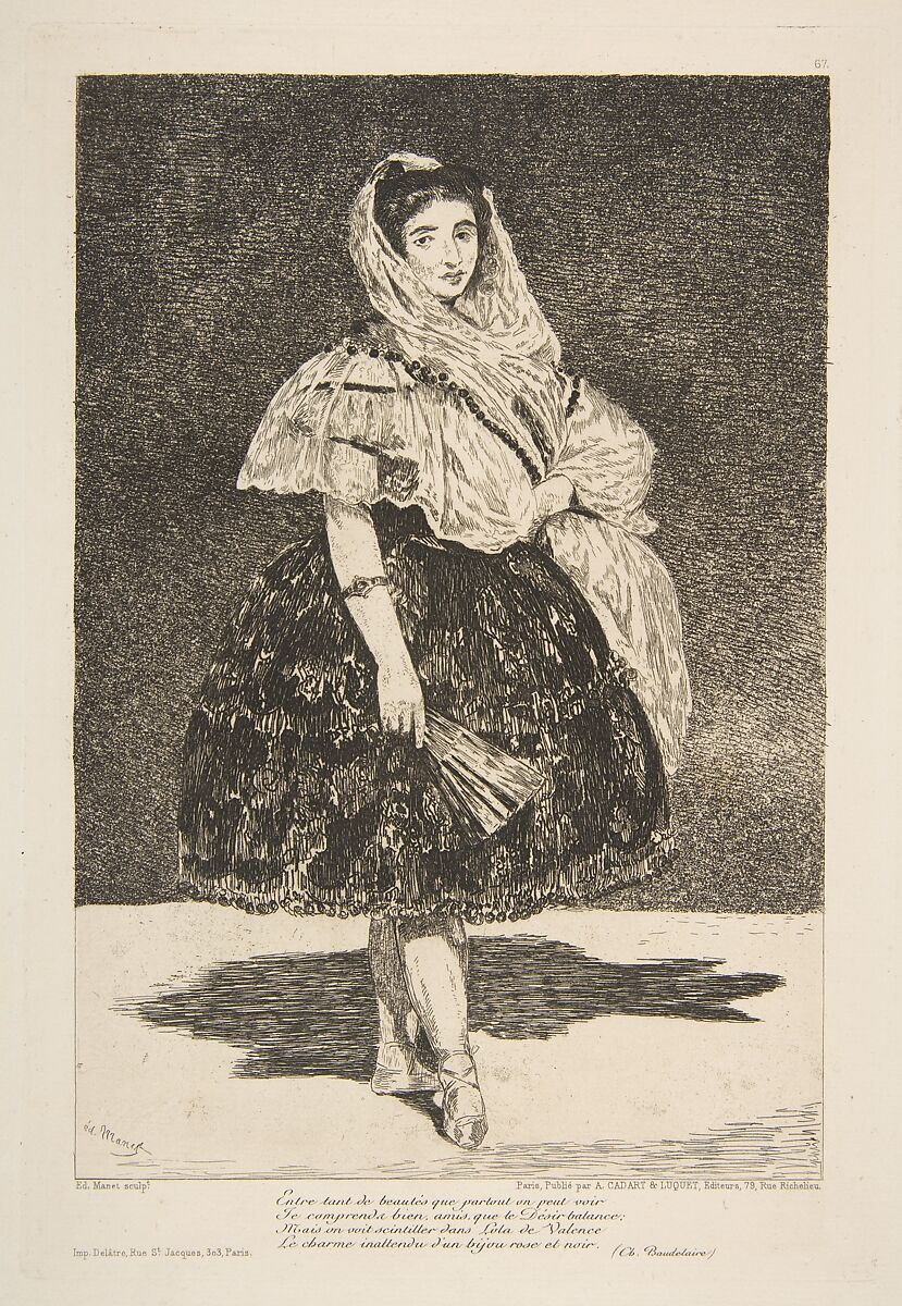 Lola de Valence, Edouard Manet (French, Paris 1832–1883 Paris), Etching and aquatint with roulette; sixth state of eight 