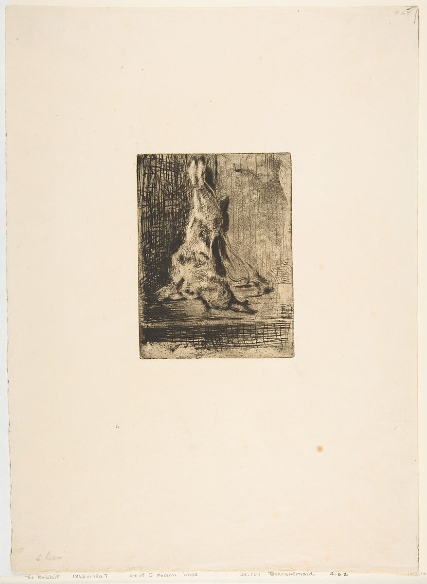The Rabbit, Edouard Manet (French, Paris 1832–1883 Paris), Etching, drypoint, and bitten tone, only state