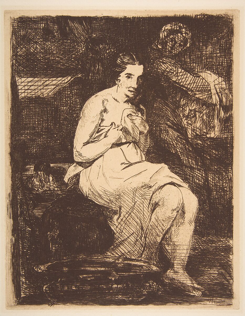 The Toilette, Edouard Manet (French, Paris 1832–1883 Paris), Etching, aquatint, and bitten tone in brown ink on laid paper; final state of two, from 1905 Strölin edition 