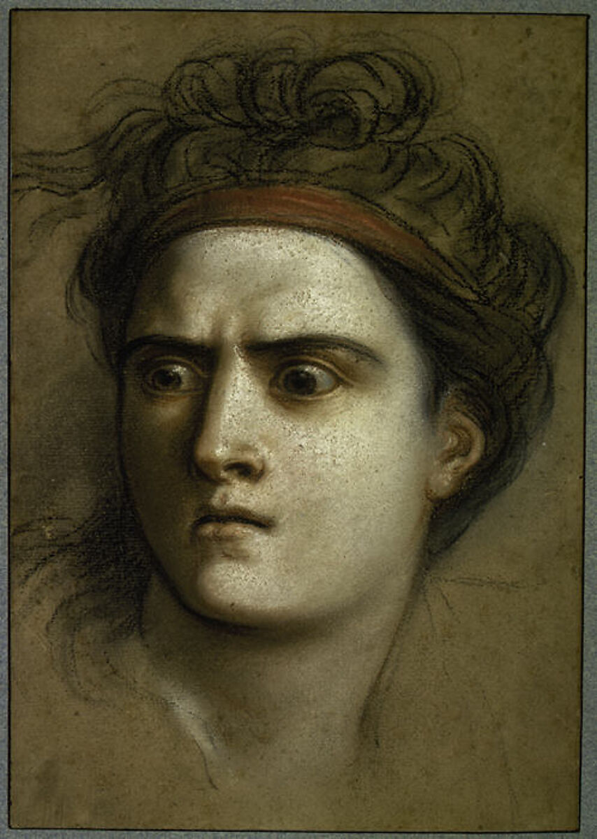 Medea, Charles Antoine Coypel (French, Paris 1694–1752 Paris), Pastel on brown paper; framing lines in pen and brown ink
