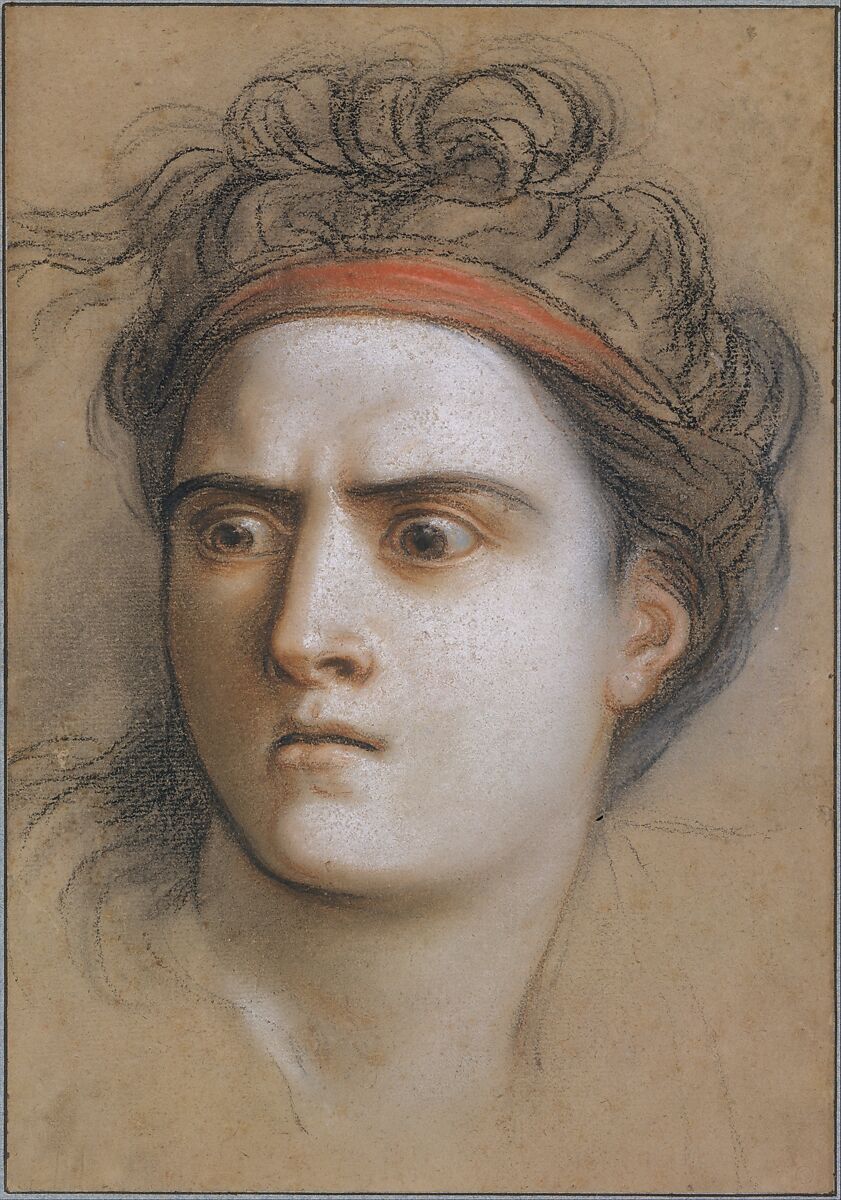 Medea, Charles Antoine Coypel (French, Paris 1694–1752 Paris), Pastel on brown paper; framing lines in pen and brown ink