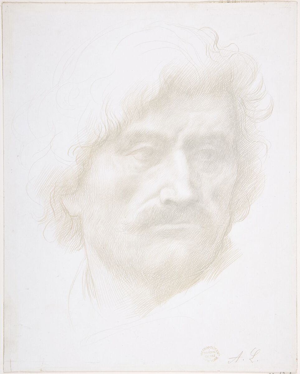 Head of a Man, Alphonse Legros (French, Dijon 1837–1911 Watford, Hertfordshire), Metalpoint on white prepared paper 