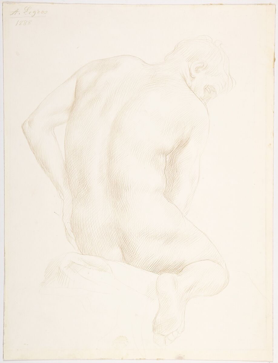 Study of a Figure, Alphonse Legros (French, Dijon 1837–1911 Watford, Hertfordshire), Silverpoint on white prepared paper 