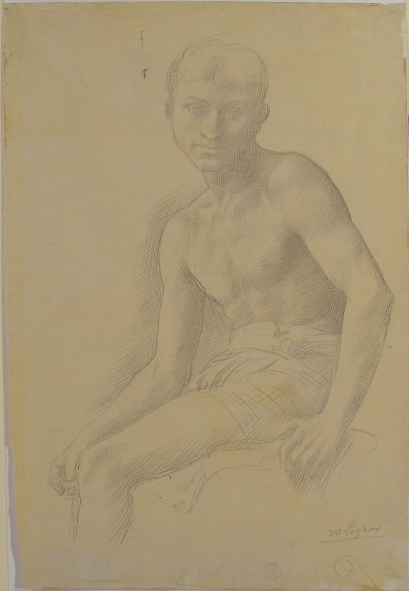 Study of a Figure, Alphonse Legros (French, Dijon 1837–1911 Watford, Hertfordshire), Graphite on light buff paper