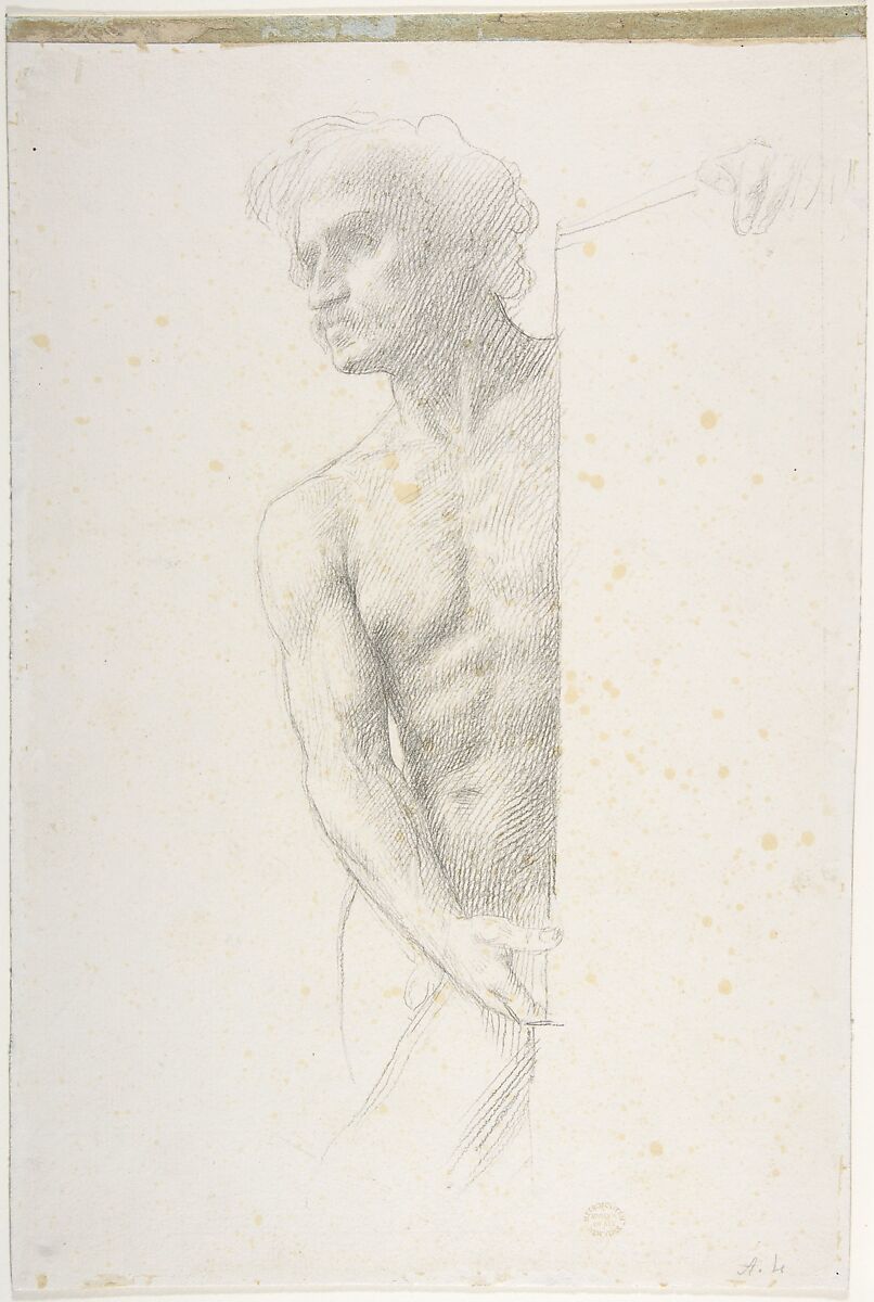 Study of a Figure, Alphonse Legros (French, Dijon 1837–1911 Watford, Hertfordshire), Black chalk on white paper 