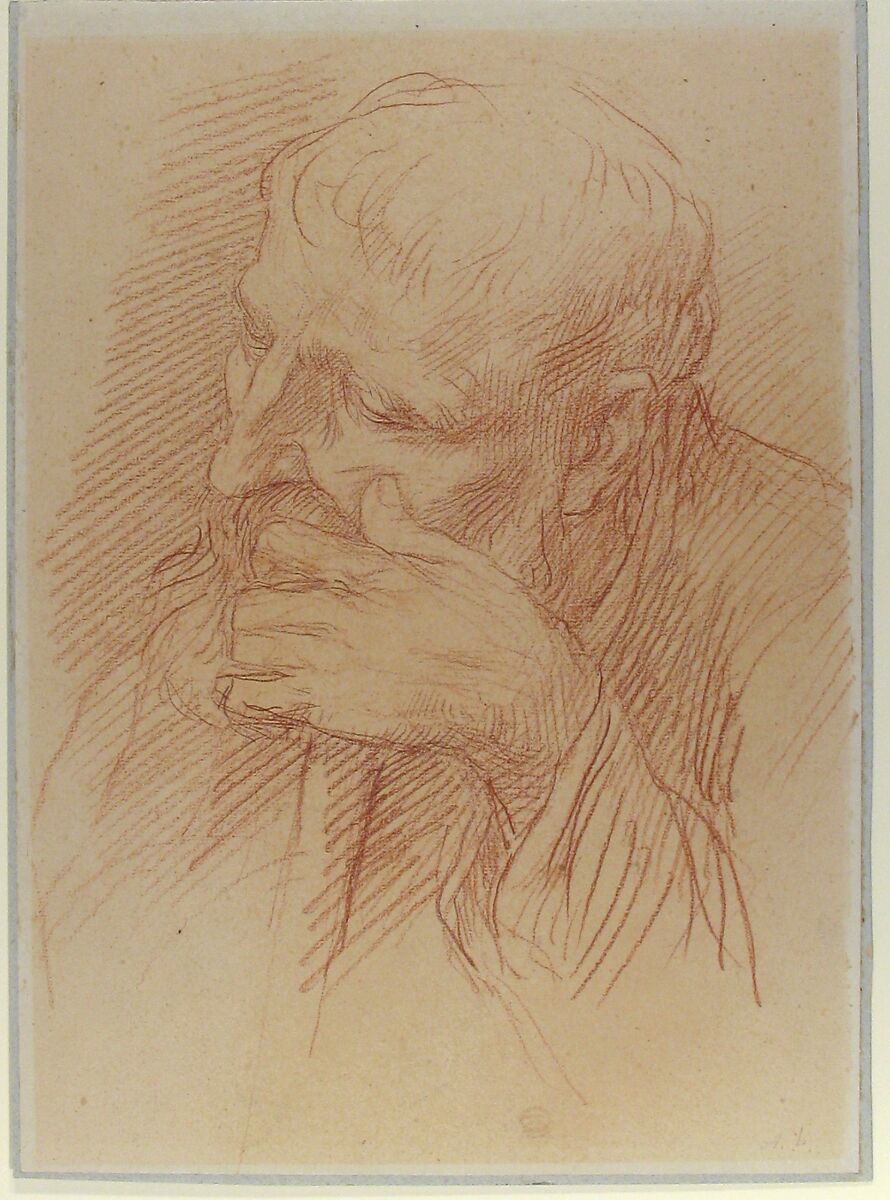 Study of a Head, Alphonse Legros (French, Dijon 1837–1911 Watford, Hertfordshire), Red chalk