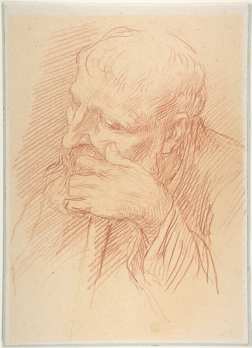 Study of a Head, Alphonse Legros (French, Dijon 1837–1911 Watford, Hertfordshire), Red chalk 