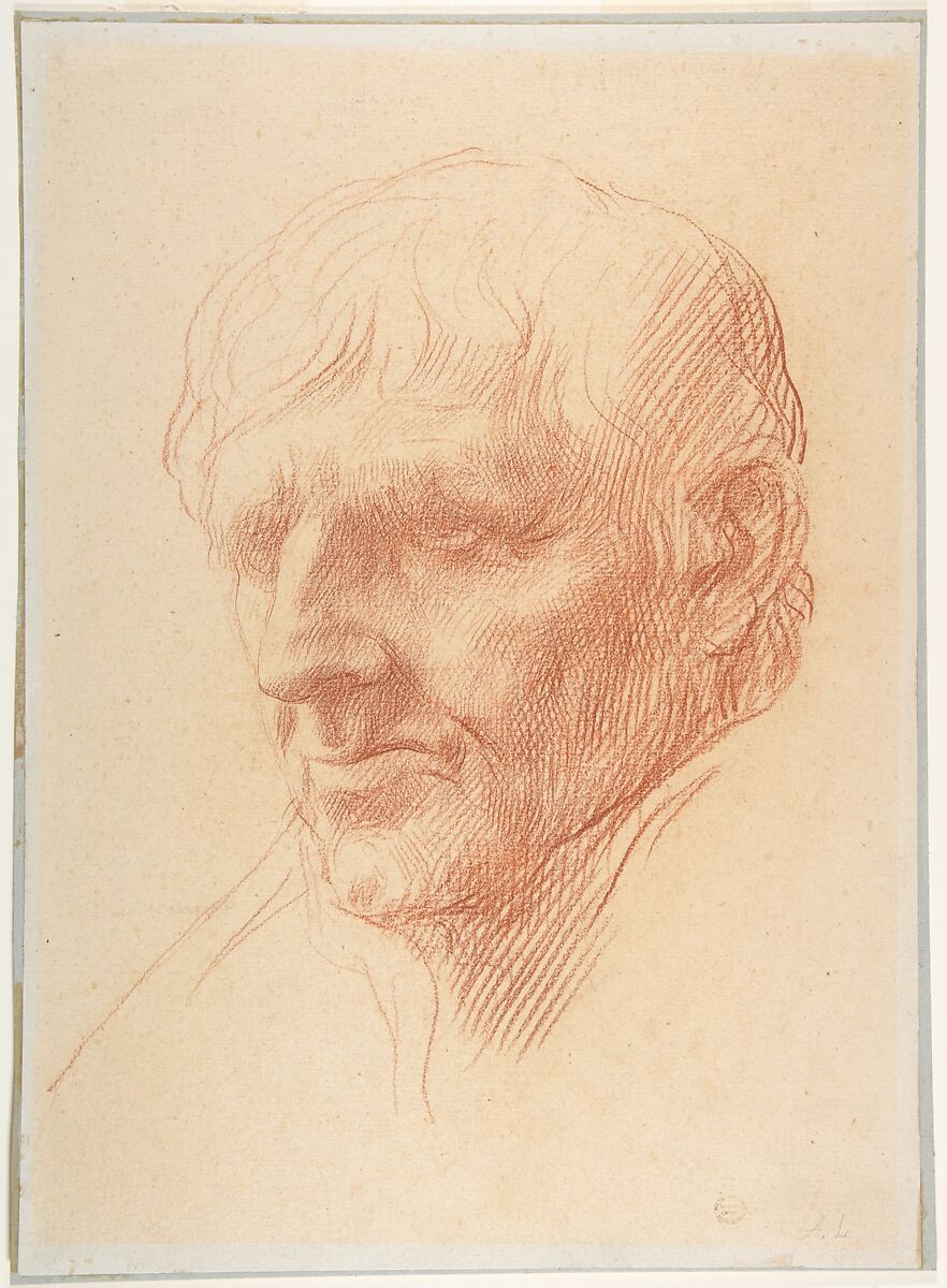 Head of a Man, Alphonse Legros (French, Dijon 1837–1911 Watford, Hertfordshire), Red chalk 