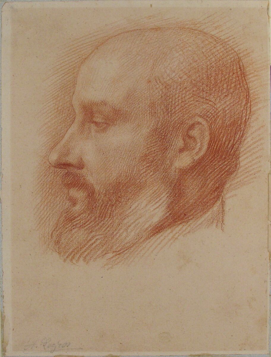Study of a Head of a Man, Alphonse Legros (French, Dijon 1837–1911 Watford, Hertfordshire), Red chalk