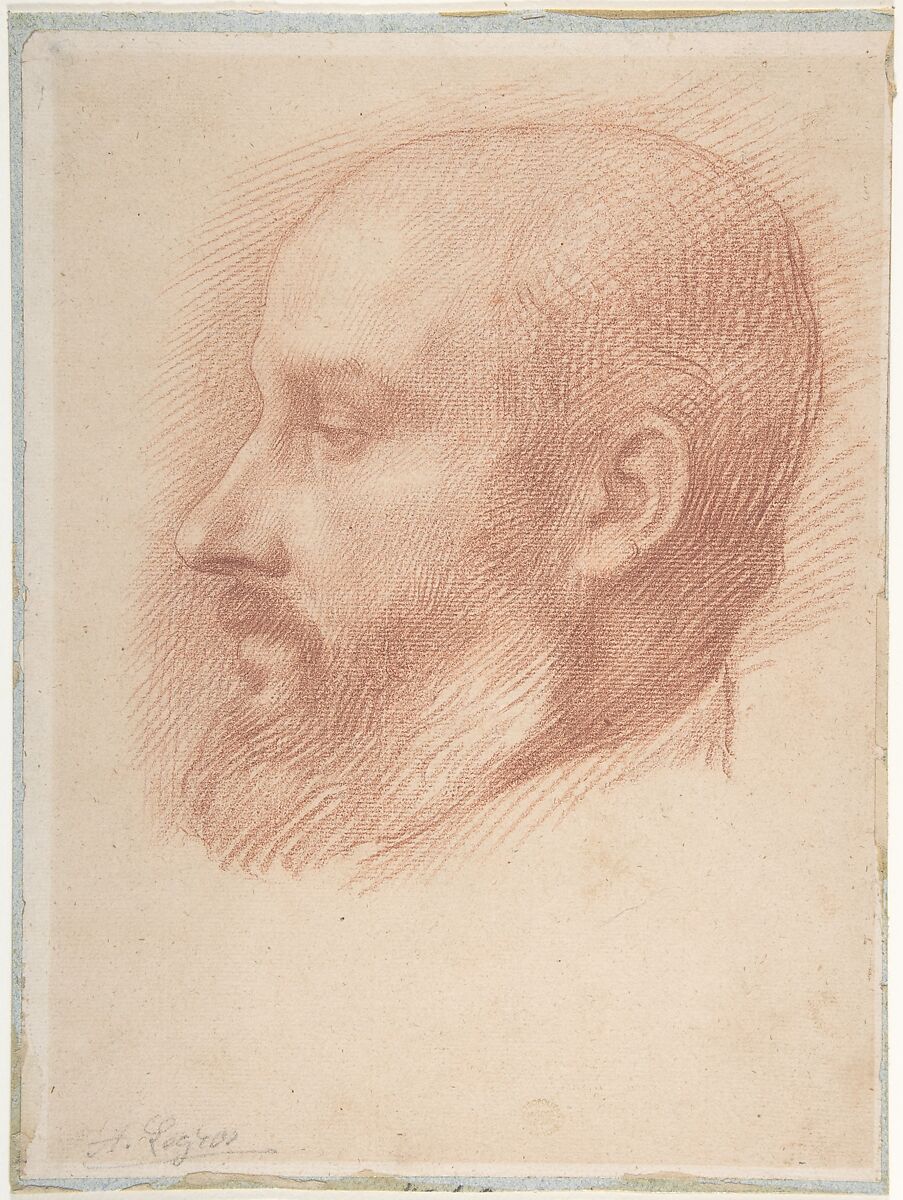 Study of a Head of a Man, Alphonse Legros (French, Dijon 1837–1911 Watford, Hertfordshire), Red chalk 