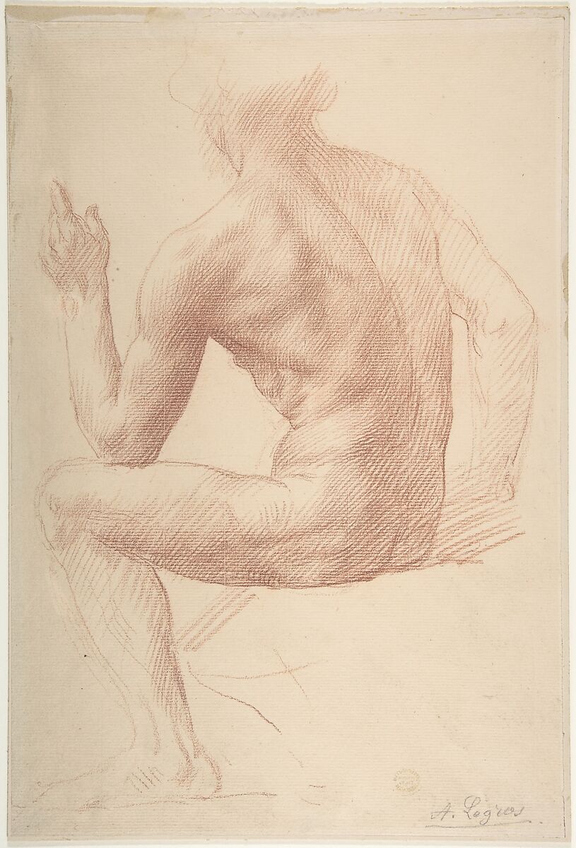 Study of a Figure, Alphonse Legros (French, Dijon 1837–1911 Watford, Hertfordshire), Red chalk 