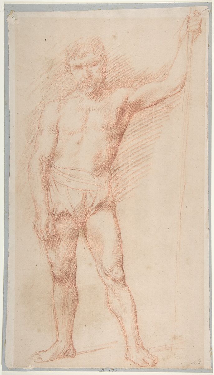 Study of a Figure, Alphonse Legros (French, Dijon 1837–1911 Watford, Hertfordshire), Red chalk 