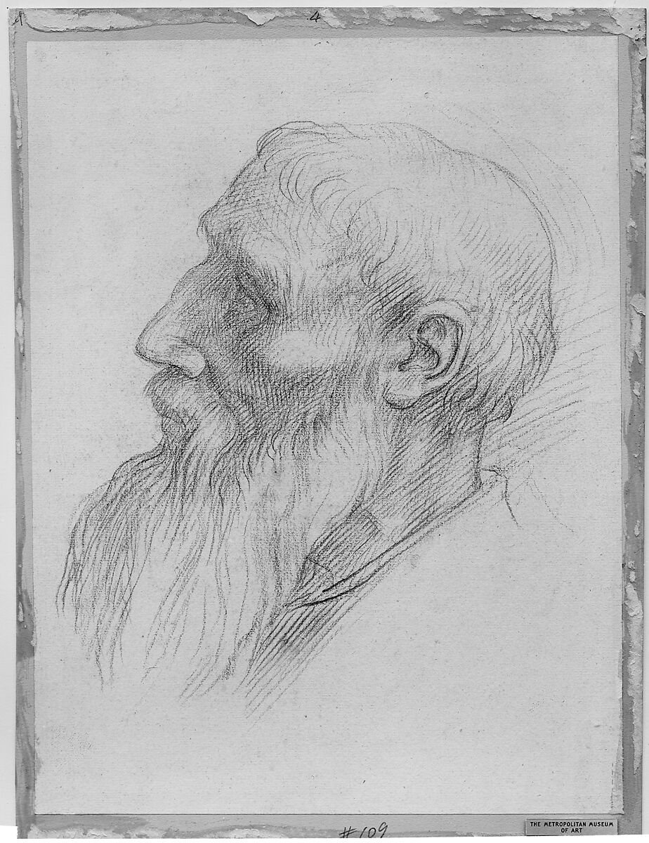 Head of a Man, Alphonse Legros (French, Dijon 1837–1911 Watford, Hertfordshire), Red chalk
