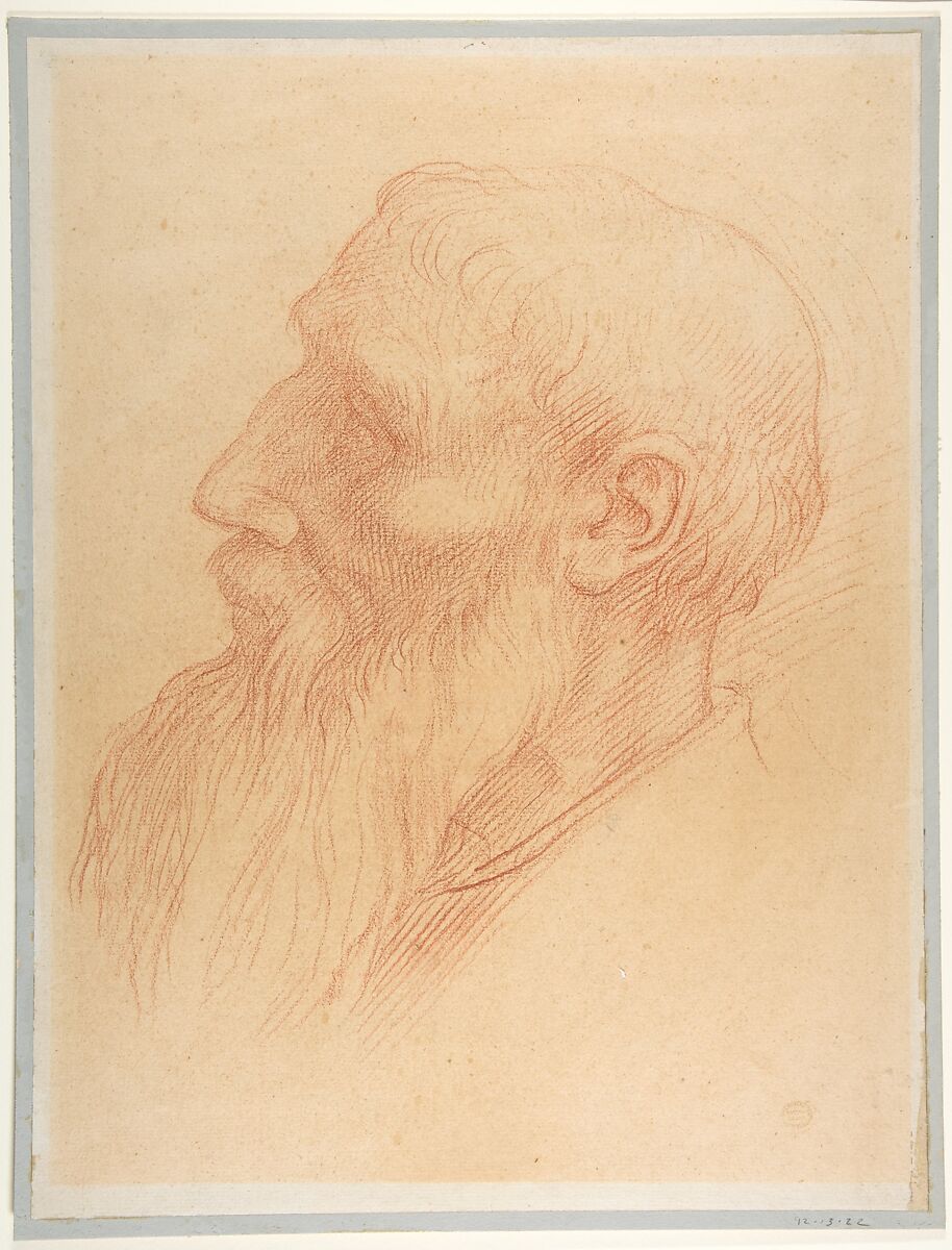 Head of a Man, Alphonse Legros (French, Dijon 1837–1911 Watford, Hertfordshire), Red chalk 