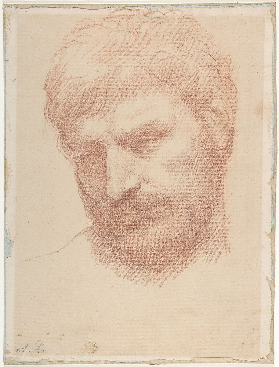 Head of a Man, Alphonse Legros (French, Dijon 1837–1911 Watford, Hertfordshire), Red chalk on light buff paper 