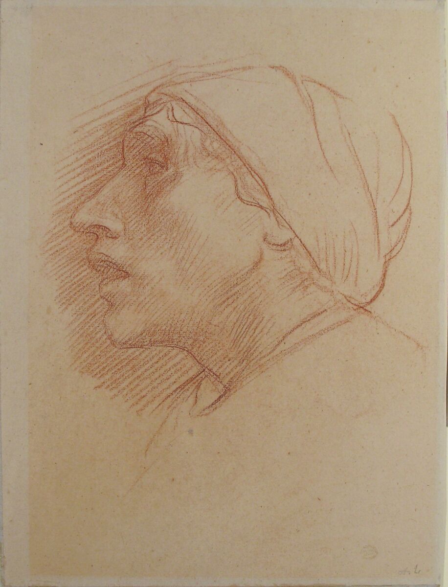 Head of a Woman, Alphonse Legros (French, Dijon 1837–1911 Watford, Hertfordshire), Red chalk