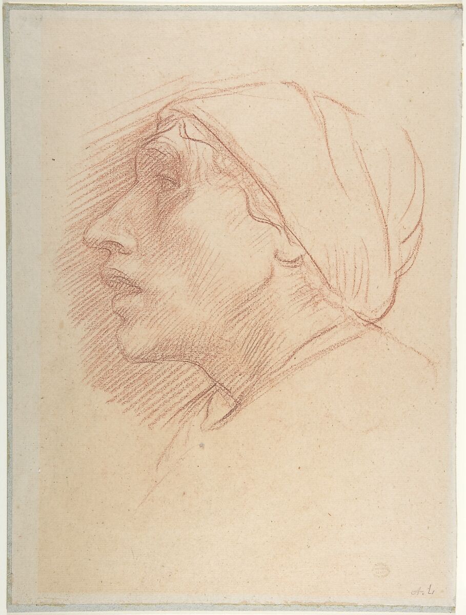 Head of a Woman, Alphonse Legros (French, Dijon 1837–1911 Watford, Hertfordshire), Red chalk 