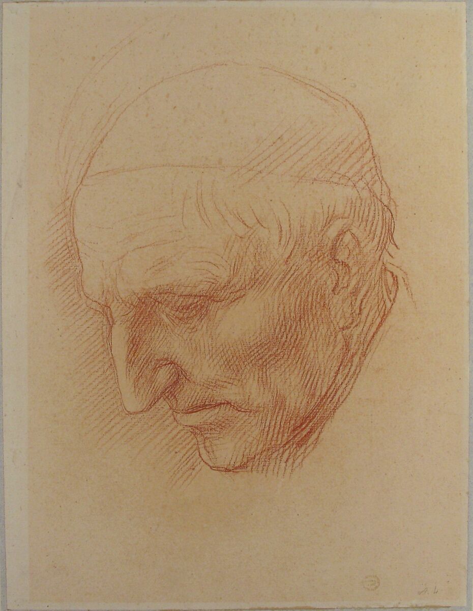 Head of a Beadle, Alphonse Legros (French, Dijon 1837–1911 Watford, Hertfordshire), Red chalk