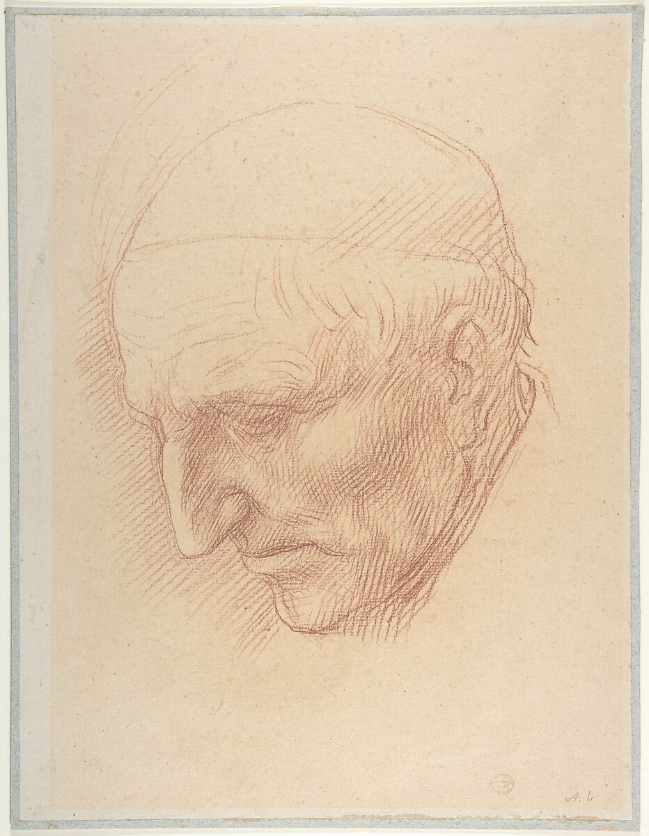 Head of a Beadle, Alphonse Legros (French, Dijon 1837–1911 Watford, Hertfordshire), Red chalk 