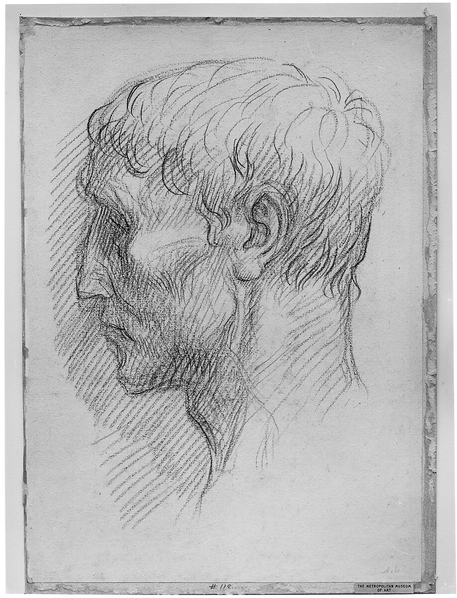 Head of a Quarryman, Alphonse Legros (French, Dijon 1837–1911 Watford, Hertfordshire), Red chalk