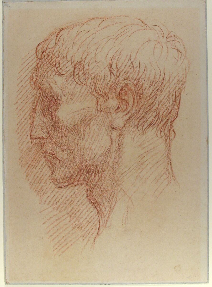Head of a Quarryman, Alphonse Legros (French, Dijon 1837–1911 Watford, Hertfordshire), Red chalk