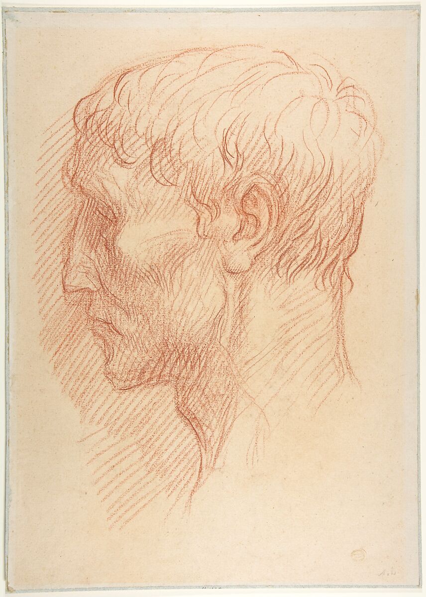 Head of a Quarryman, Alphonse Legros (French, Dijon 1837–1911 Watford, Hertfordshire), Red chalk 