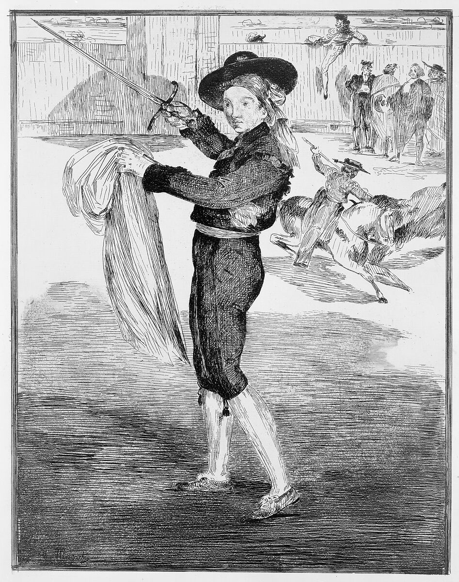 Mlle. Victorine in the Costume of an "Espada", Edouard Manet (French, Paris 1832–1883 Paris), Etching, aquatint, and bitten tone on laid paper (watermarked Hudelist); final state of three, from the 1862 Cadart edition