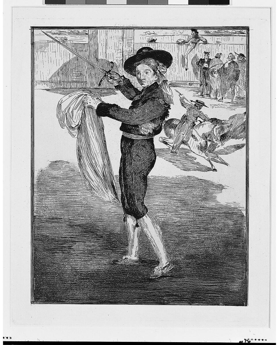 Mlle. Victorine in the Costume of an "Espada", Edouard Manet (French, Paris 1832–1883 Paris), Etching, aquatint, and bitten tone on laid paper (watermarked Hudelist); final state of three, from the 1862 Cadart edition