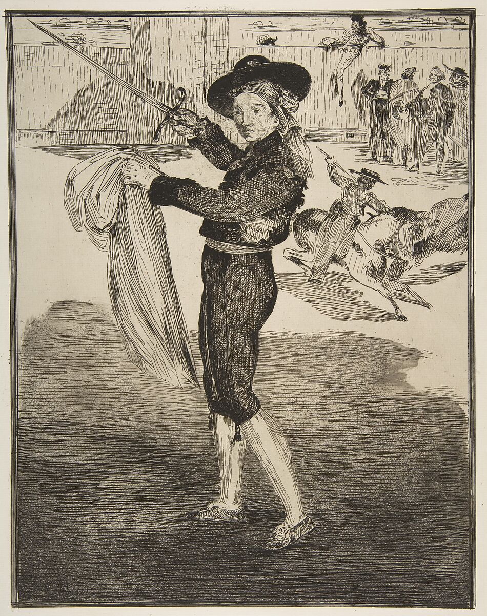 Mlle. Victorine in the Costume of an "Espada", Edouard Manet (French, Paris 1832–1883 Paris), Etching, aquatint, and bitten tone on laid paper (watermarked Hudelist); final state of three, from the 1862 Cadart edition 