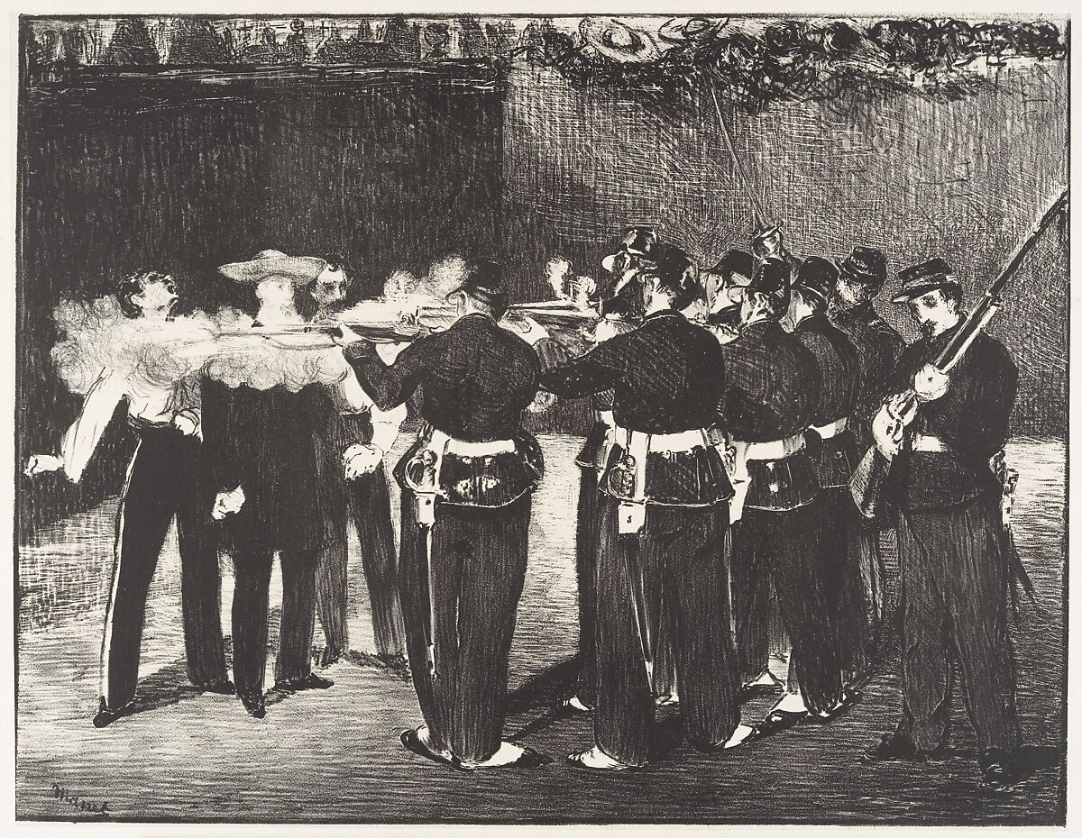 The Execution of Maximilian, Edouard Manet (French, Paris 1832–1883 Paris), Lithograph on chine collé; first state of three 