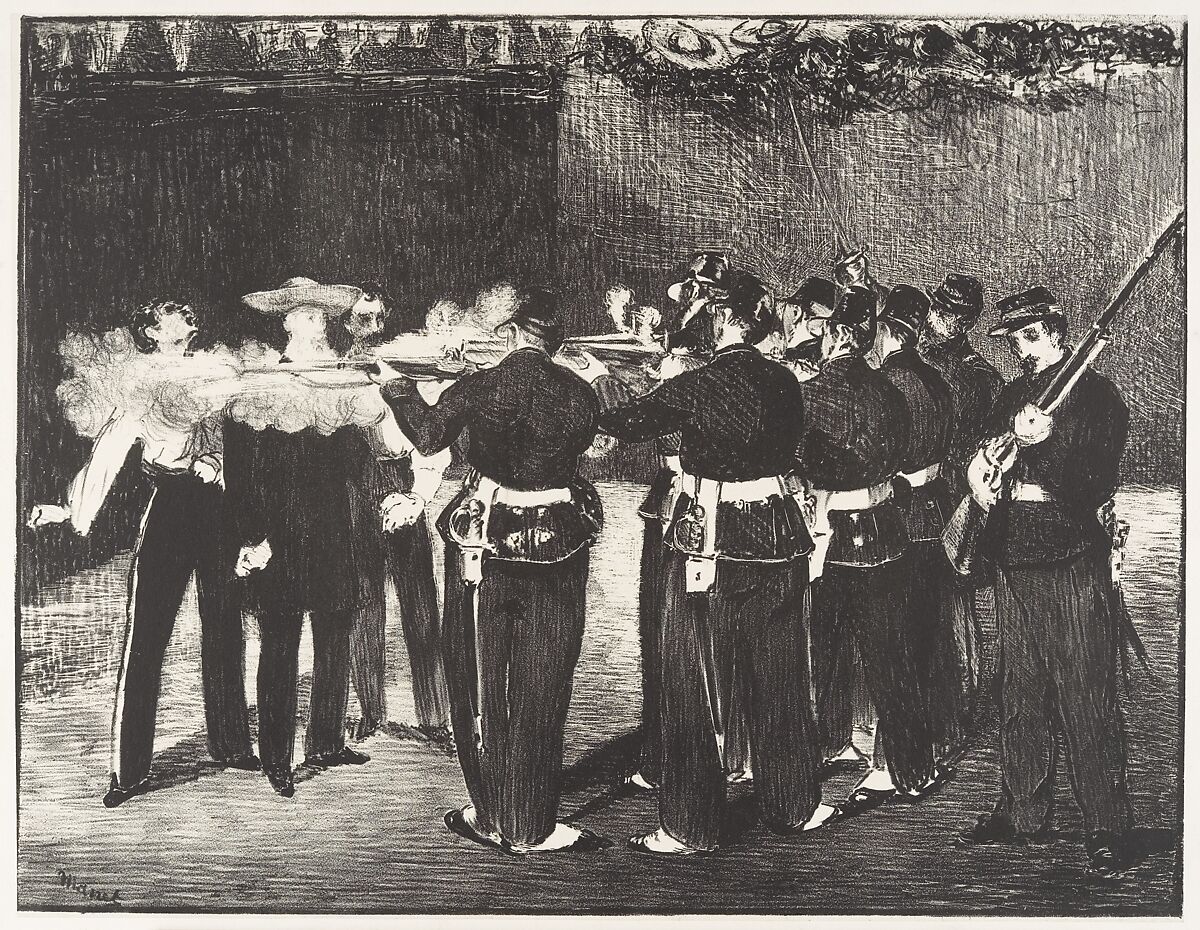 The Execution of Maximilian, Edouard Manet  French, Lithograph on chine collé; first state of three