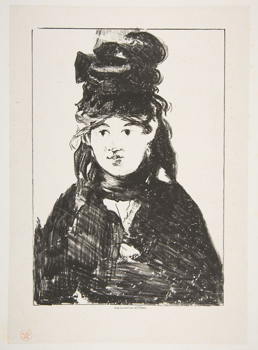 Berthe Morisot (in Black), Edouard Manet  French, Lithograph on chine collé; second state of two