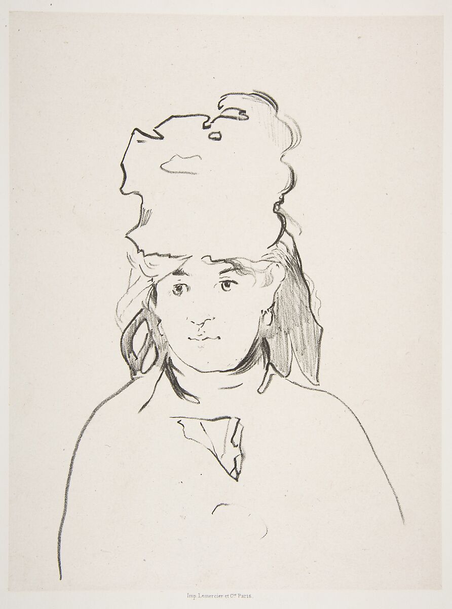 Berthe Morisot (in Silhouette), Edouard Manet (French, Paris 1832–1883 Paris), Lithograph on chine collé; second state of two 