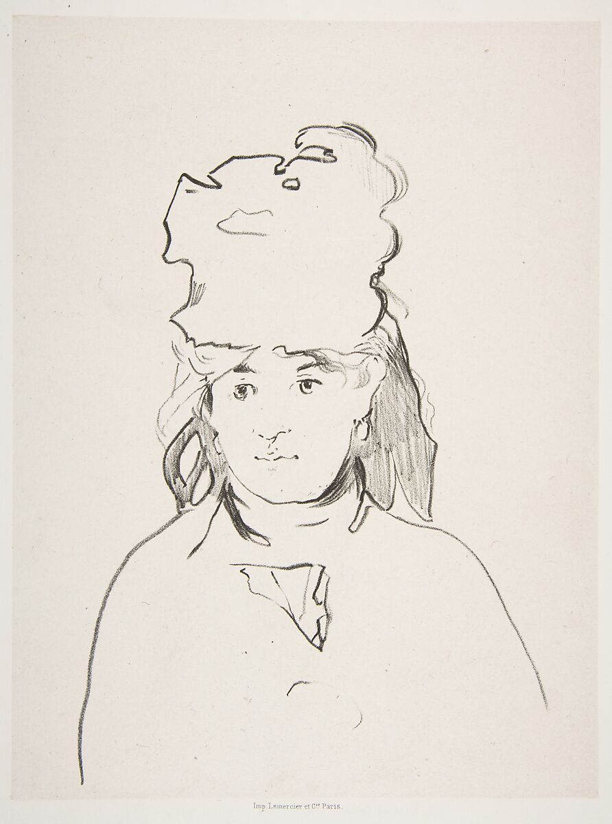 Berthe Morisot (in Silhouette), Edouard Manet  French, Lithograph on chine collé; second state of two