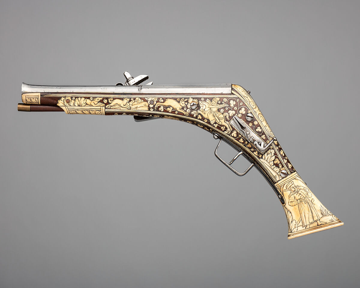 Pair of Wheellock Pistols, Steel, wood, ivory, German, Nuremberg