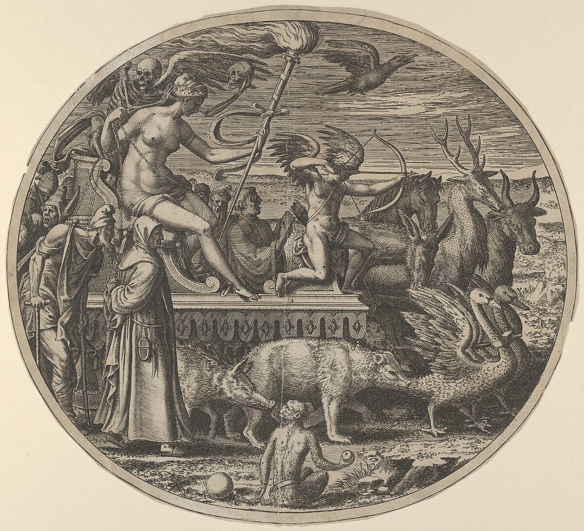 Lust, from the "Seven Deadly Sins", Léon Davent (French, active 1540–56), Etching 